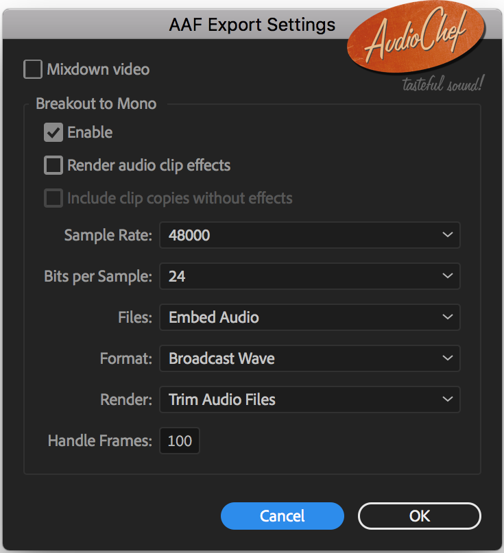 AAF export Premiere